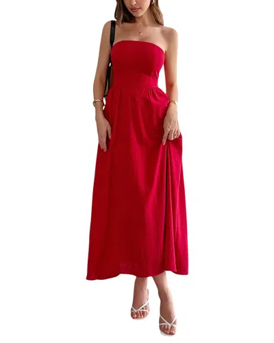 Adelin May Midi Dress In Red