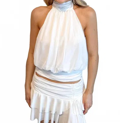 Adeline Ebbie Halter Top In White