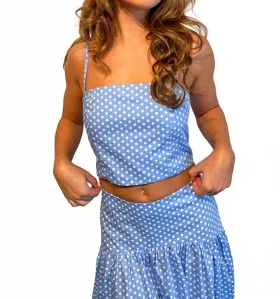 Adeline Presley Polka Dot Top In Light Blue