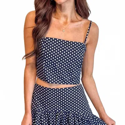 Adeline Presley Polka Dot Top In Navy In Blue
