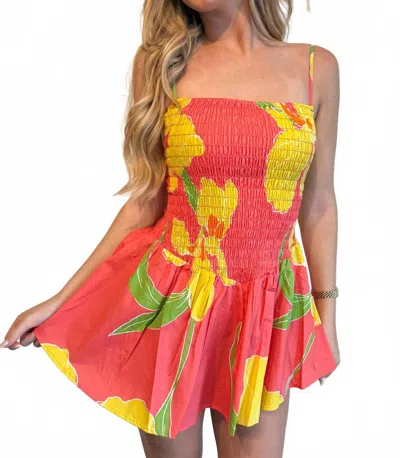 Adeline Tropical Tide Dress In Coral In Pink