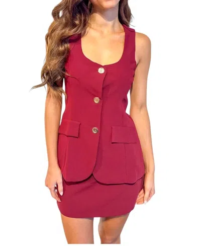 Adeline Victoria Mini Skirt In Crimson In Pink