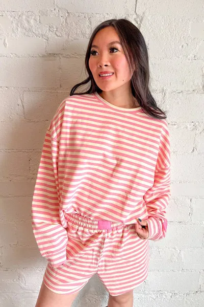 Adeline Weekend Edit Shorts In Pink/cream In Multi
