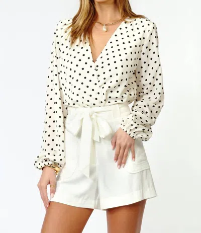 Adelyn Rae Afterhour Polkadot Bodysuit In Ivory In Animal Print
