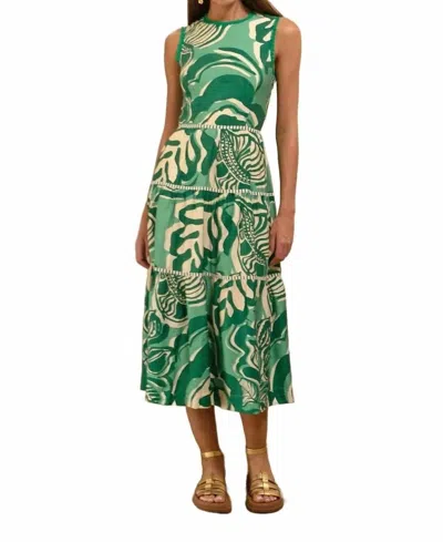 Adelyn Rae Alva Leaf Midi Dress In Amazon Green