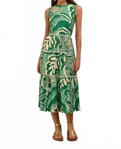 Adelyn Rae Alva Leaf Midi Dress In Green