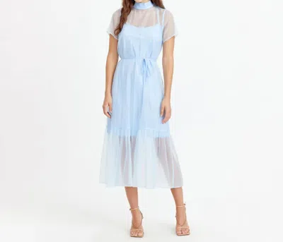 Adelyn Rae Anais Organza Sheer Dress In Blue