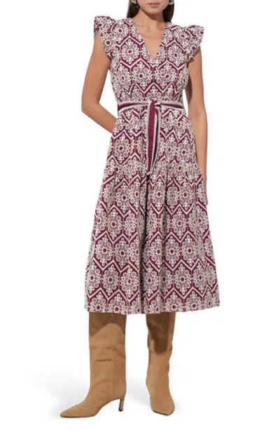 Adelyn Rae Anell Embroidered Halter Midi Dress In Magenta
