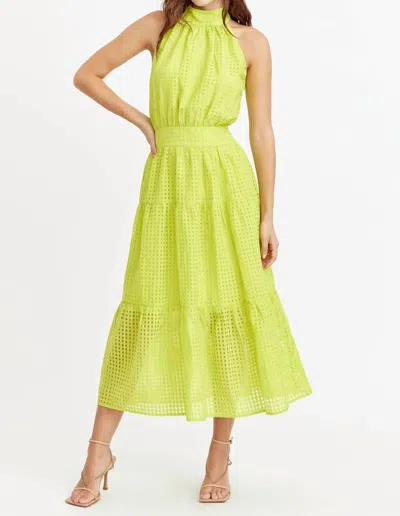 Adelyn Rae Angel Seersucker Halter Dress In Cyber Lime In Multi