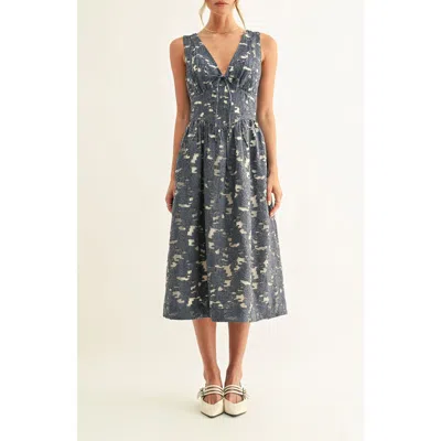 Adelyn Rae Areta Sleeveless Corset Midi Dress In Blue