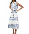 Adelyn Rae Ethena Embroidered Sleeveless Dress In Blue