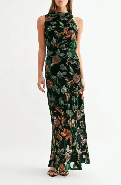 Adelyn Rae Athena Floral Burnout Maxi Dress In Multi