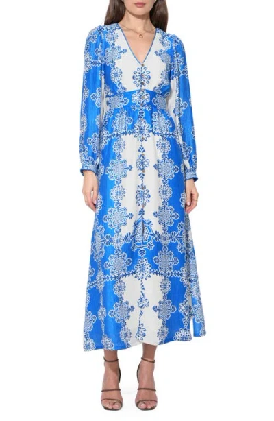 Adelyn Rae Athena Long Sleeve Maxi Dress In Blue