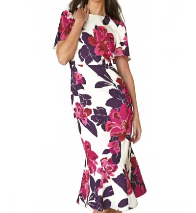 Adelyn Rae Aubria Midi Dress In Pink/purple In Multi