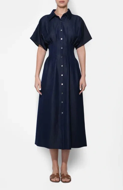 Adelyn Rae Audrey Denim Shirtdress In Blue