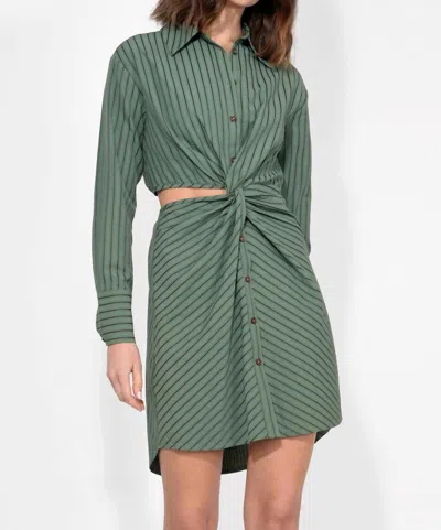 Adelyn Rae Avena Stripe Shirt Dress In Olive In Green