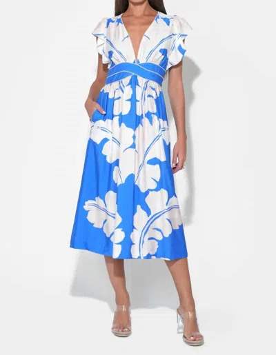 Adelyn Rae Avery Midi Dress In Blue / Ivory