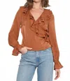 Adelyn Rae Ayesha Ruffled Blouse In Rusty Brown In Brown