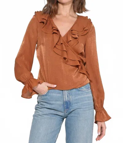 Adelyn Rae Ayesha Ruffled Blouse In Rusty Brown