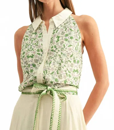 Adelyn Rae Bailee Halter Shirt In Green Multi