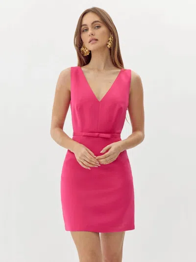 Adelyn Rae Barbara Satin Flare Mini Dress In Deep Pink