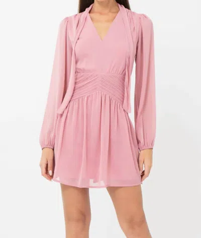 Adelyn Rae Betsy Neck Tie Mini Dress In Rose In Neutral