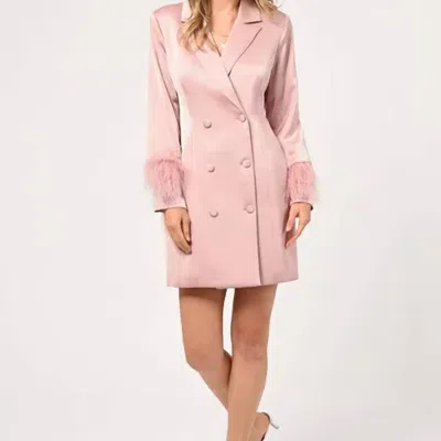 Adelyn Rae Bianca Feather Blazer Mini Dress In Mauve In Multi