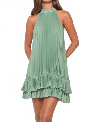 Adelyn Rae Brielle Halter Pleated Mini Dress In Sage In Green
