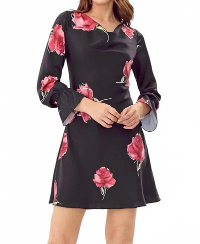 Adelyn Rae Bruna Floral Dress In Black/red