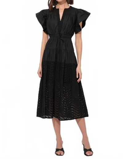 Adelyn Rae Cameron Eyelet Embroidered Maxi Dress In Black