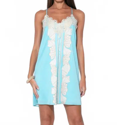 Adelyn Rae Celeste Lace Trim Seashell Mini Dress In Seafoam In Green