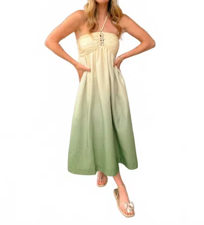 Adelyn Rae Celine Ombre Halter Maxi Dress In Green/cream In Multi