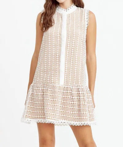 Adelyn Rae Charlotte Shirt Lace Mini Dress In Blanc In White