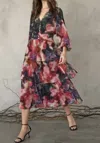 Adelyn Rae Cherly Tiered Midi Dress In Multi In Multi