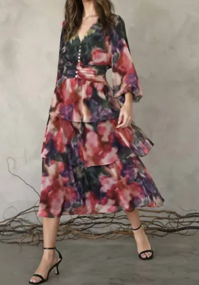 Adelyn Rae Cherly Tiered Midi Dress In Multi