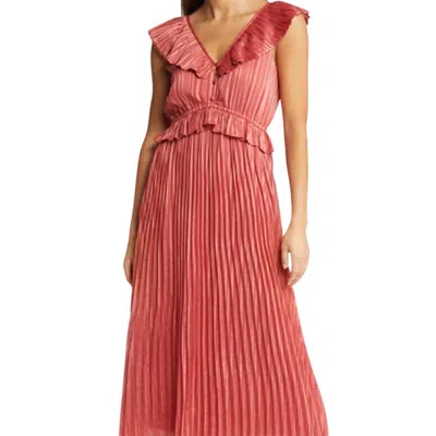 Adelyn Rae Cladelle Pleated Midi Dress In Copper In Red