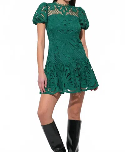 Adelyn Rae Clarisse A-line Placement Lace Mini Dress In Green