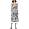 Adelyn Rae Cyrus Floral Embroidered Cotton Fit & Flare Dress In Ivory/black