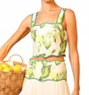 Adelyn Rae Daphne Embroidered Top In White Combo In Green