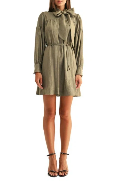 Adelyn Rae Daphne Metallic Long Sleeve Minidress In Green