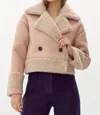 Adelyn Rae Devin Faux Shearling Leather Jacket In Pink In Pink