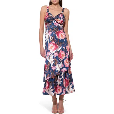 Adelyn Rae Dione Floral Tiered Ruffle Dress In Blue