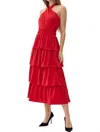 Adelyn Rae Eleanor Halter Tiered Midi Dress In Crimson Red In Red