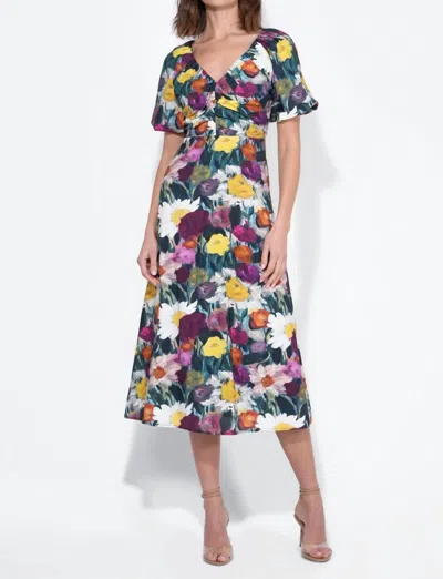 Adelyn Rae Elinda Ruched Front Midi Dress In Multi