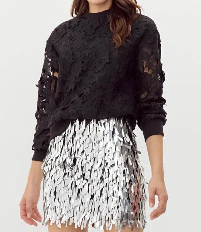 Adelyn Rae Eloise 3d Lace Pullover In Black