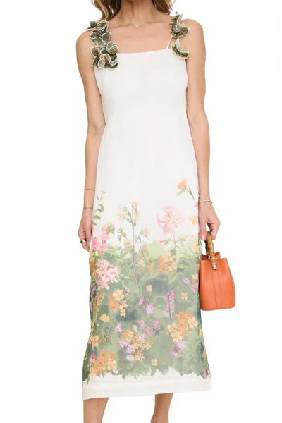Adelyn Rae Eloise Floral Midi Dress In White