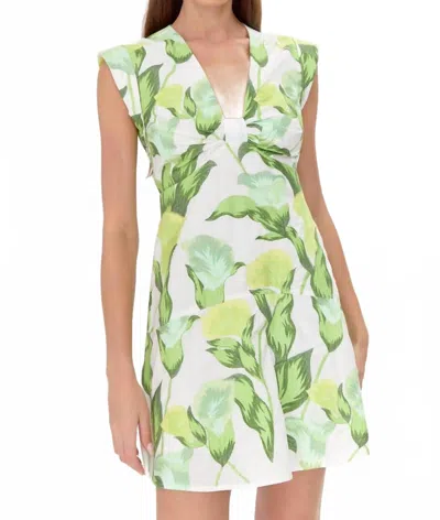 Adelyn Rae Eloise Twist Front Tiered Mini Dress In White Multi