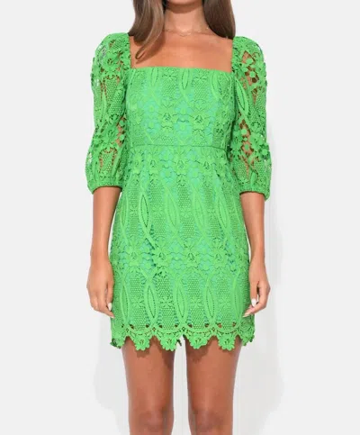 Adelyn Rae Emery Puff Sleeve Lace Dress In Matcha Green