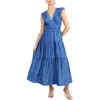 Adelyn Rae Ennie Textured Tiered Midi Dress In Blue