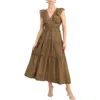 Adelyn Rae Ennie Textured Tiered Midi Dress In Brown